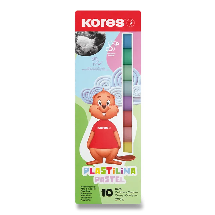 Główne zdjęcie produktu Modelína Kores Pastel 10 barev, v krabičce 200 g