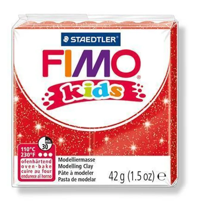 Główne zdjęcie produktu Modelovací hmota Fimo kids 42g červená se třpytkami