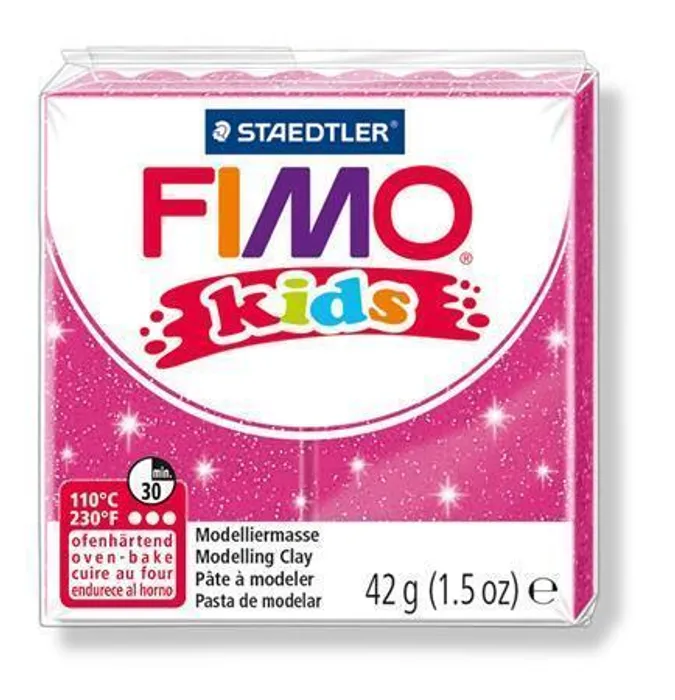Główne zdjęcie produktu Modelovací hmota Fimo kids 42g růžová se třpytkami