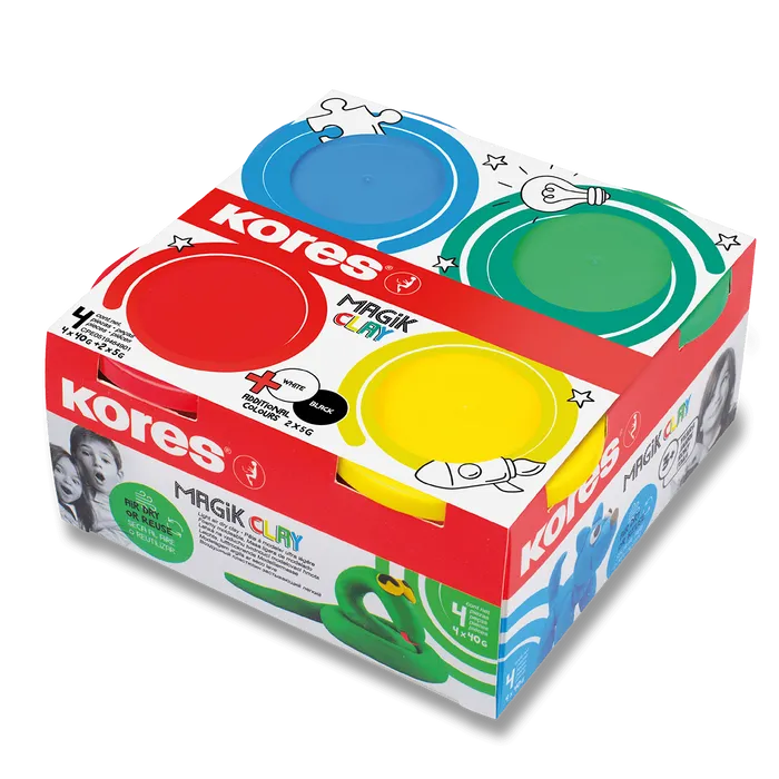Główne zdjęcie produktu Modelovací hmota Kores Magik Clay základní barvy, 4 x 160g