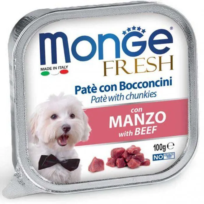 Główne zdjęcie produktu MONGE FRESH - paštika a kousky s hovězím 100 g pro psy
