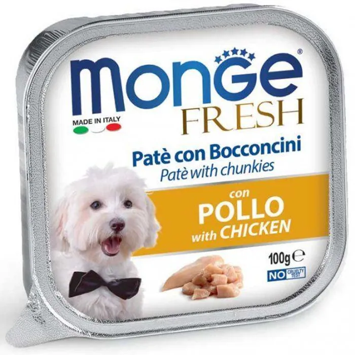 Główne zdjęcie produktu MONGE FRESH - paštika a kousky s kuřecím 100 g pro psy