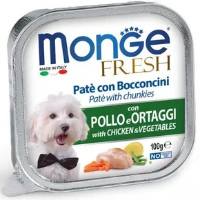 MONGE FRESH - pasztet i kawałki z kurczakiem i warzywami 100g