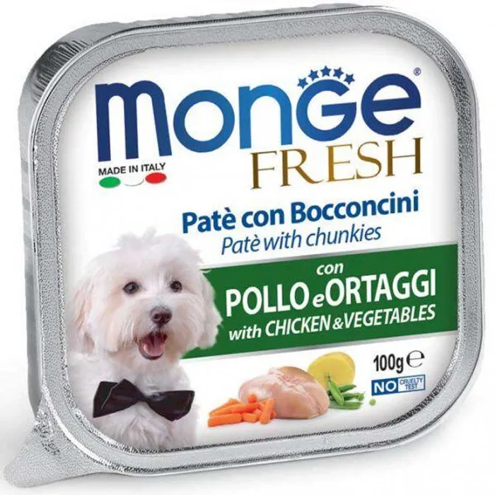 Główne zdjęcie produktu MONGE FRESH - paštika a kousky s kuřetem a zeleninou 100g