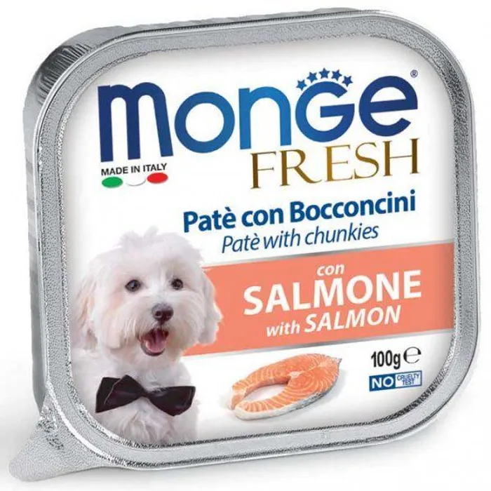 Główne zdjęcie produktu MONGE FRESH - paštika a kousky s lososem 100 g pro psy