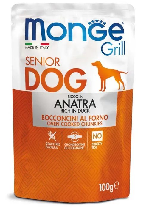 Główne zdjęcie produktu MONGE GRILL SENIOR kapsička kachní pro starší psy 100 g