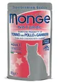 MONGE NATURALNY Kieszonkowy tuńczyk i kurczak w galarecie z krewetkami dla kotów 80g