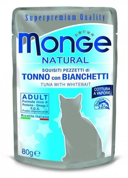 Główne zdjęcie produktu MONGE NATURAL kapsička tuňák v želé se sleděm pro kočky 80 g