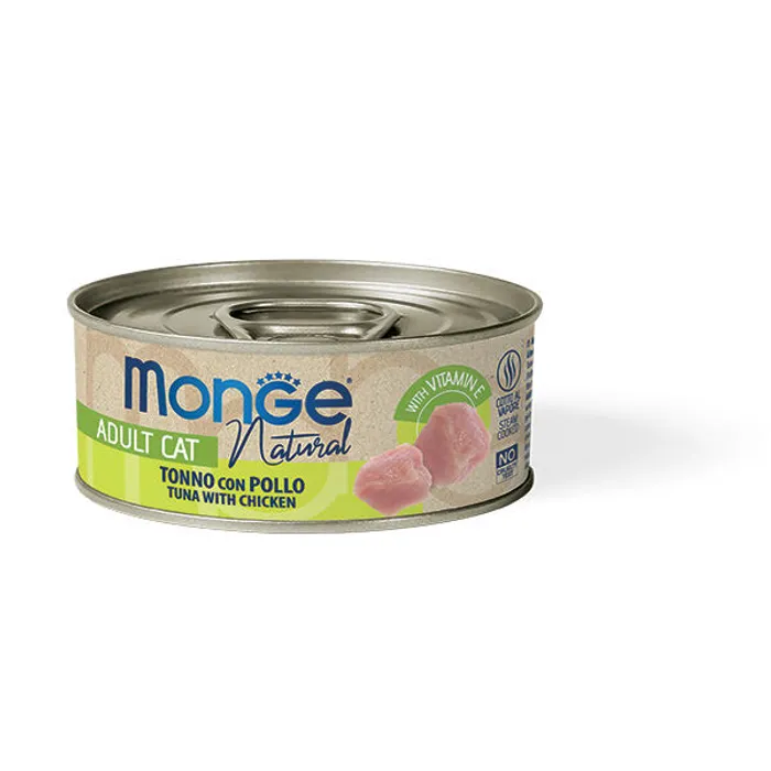 Główne zdjęcie produktu MONGE NATURAL kousky tuňáka s kuřecím masem pro kočky 80 g