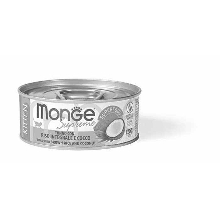 Główne zdjęcie produktu MONGE SUPREME KITTEN tuňák s hnědou rýží a kokosem pro kočky 80 g