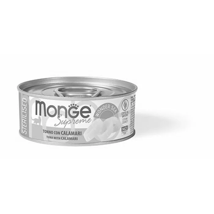 Główne zdjęcie produktu MONGE SUPREME STERILISED tuňák a kalamáry pro kočky 80 g
