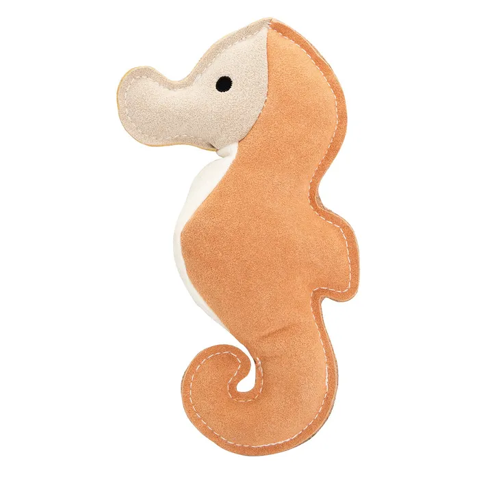 Główne zdjęcie produktu Mořský koník, 23 cm, robustní kožená hračka / aport, HIPHOP DOG, krémová/hořčicová