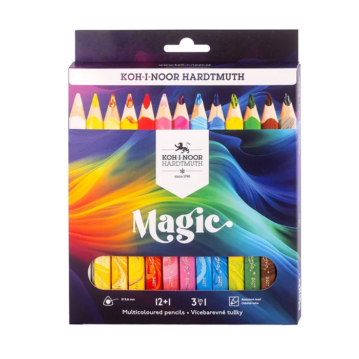 Główne zdjęcie produktu Multibarevné pastelky "Magic 3408", sada různých barev 12+1, trojhranné, KOH-I-NOOR
