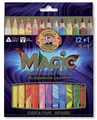 Wielobarwne kredki "Magic 3408", zestaw 12+1 różnych kolorów, trójkątne, KOH-I-NOOR