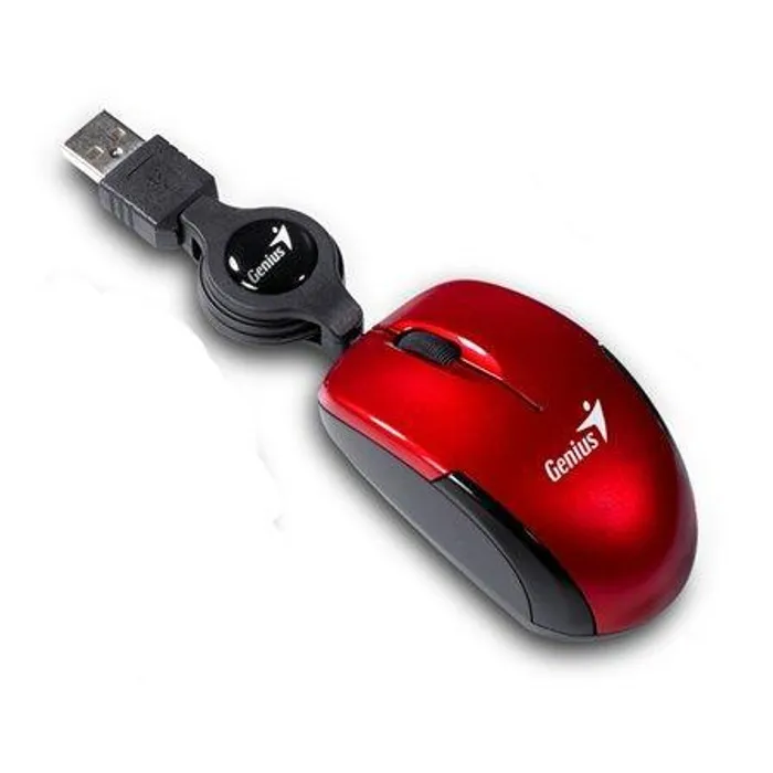 Główne zdjęcie produktu Myš, drátová, optická, malá velikost, USB, GENIUS "Micro Traveler", červená