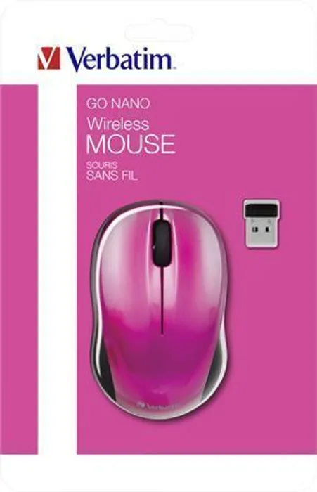 Główne zdjęcie produktu Myš "Go", růžová, bezdrátová, optická, standardní velikost, VERBATIM