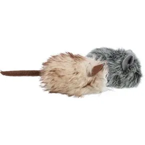 Mysz włochata z kocimiętką, 9 cm, szaro-beżowa