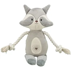 Mýval z liną, zabawka dźwiękowa, 33 cm, plusz/tkanina/lina