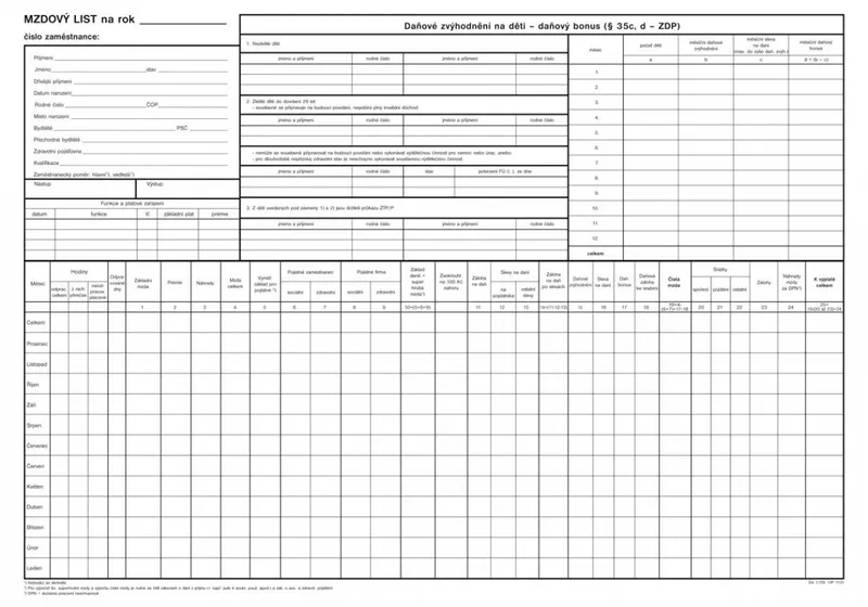 Główne zdjęcie produktu Mzdový list A3 1131