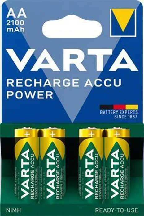 Główne zdjęcie produktu Nabíjecí baterie, AA (tužková), 4x2100 mAh, přednabité, VARTA "Longlife Accu"