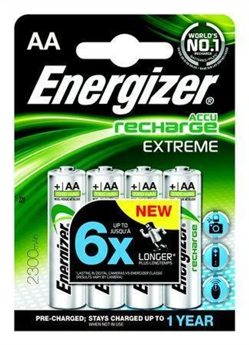Główne zdjęcie produktu Nabíjecí baterie, AA (tužková), 4x2300 mAh, přednabité ENERGIZER