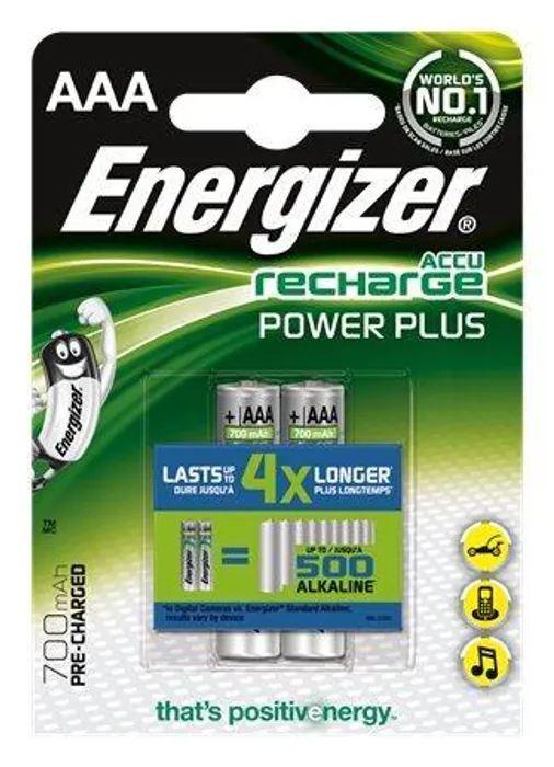 Główne zdjęcie produktu Nabíjecí baterie, AAA, 2x700 mAh, ENERGIZER "Power Plus"