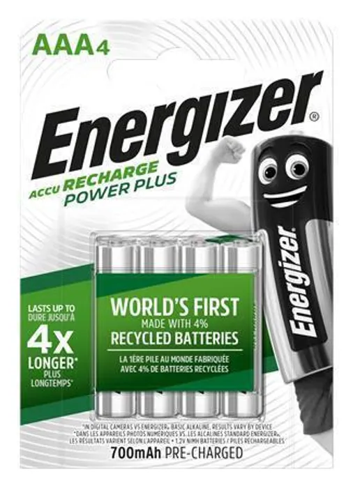 Główne zdjęcie produktu Nabíjecí baterie, AAA, 4x700 mAh, ENERGIZER "Power Plus"