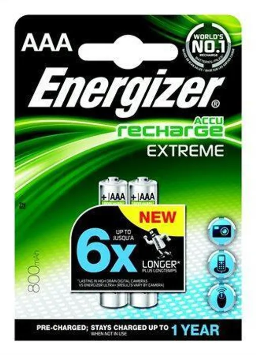 Główne zdjęcie produktu Nabíjecí baterie, AAA (mikrotužková), 2x800 mAh, přednabité, ENERGIZER
