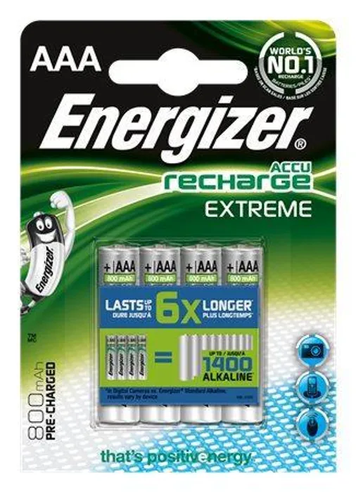 Główne zdjęcie produktu Nabíjecí baterie, AAA (mikrotužková), 4x800 mAh, přednabité, ENERGIZER