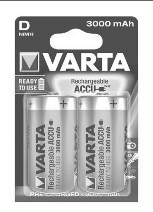 Główne zdjęcie produktu Nabíjecí baterie, D (velký monočlánek), 2x3000 mAh, přednabité, VARTA "Power Accu"