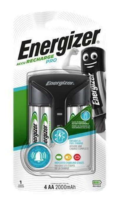 Główne zdjęcie produktu Nabíječka baterií, AA/AAA, 4x2000 mAh AA (přednabité), displej, ENERGIZER "Pro"