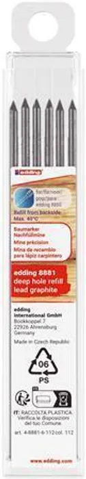 Główne zdjęcie produktu Náhradní náplň k technické tužce pro značení otvorů "8881", grafitová, 2,8 mm, EDDING 7110042000