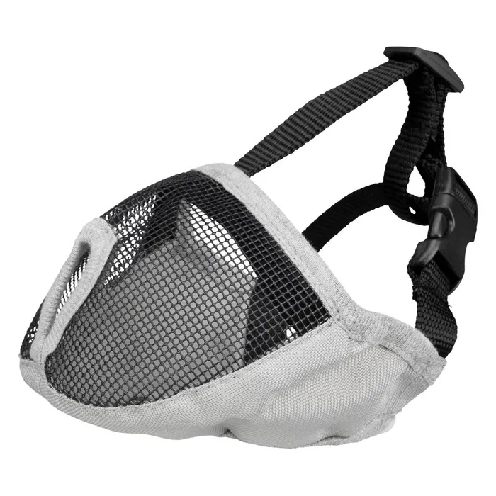 Główne zdjęcie produktu Náhubek pro krátkonosá plemena, polyester M, 40 cm, šedý