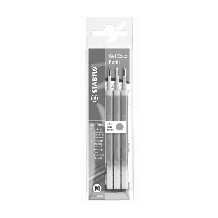 Główne zdjęcie produktu Náplň do rolleru "Gel Exxx", tyrkysová, 0,5 mm, gumovací, STABILO [3 ks]