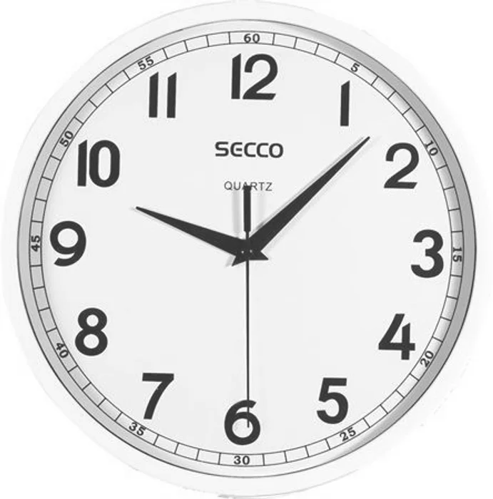Główne zdjęcie produktu Nástěnné hodiny, bílá, 24 cm, černý číselník, SECCO