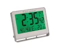 Zegar ścienny Horlcdnew, sterowany radiowo, wyświetlacz LCD, 22x20 cm, ALBA, srebrny