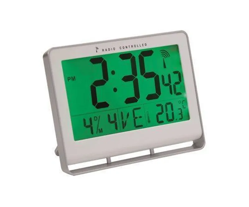 Główne zdjęcie produktu Nástěnné hodiny "Horlcdnew", radio-control, LCD displej, 22x20 cm, ALBA, stříbrné