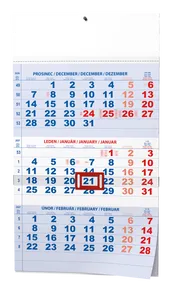 Kalendarz ścienny - Trimestralny - A3 (z międzynarodowymi świętami) - niebieski