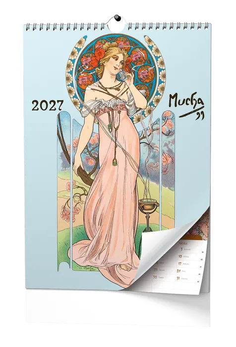 Główne zdjęcie produktu Nástěnný poznámkový kalendář A3 - Alfons Mucha 2027