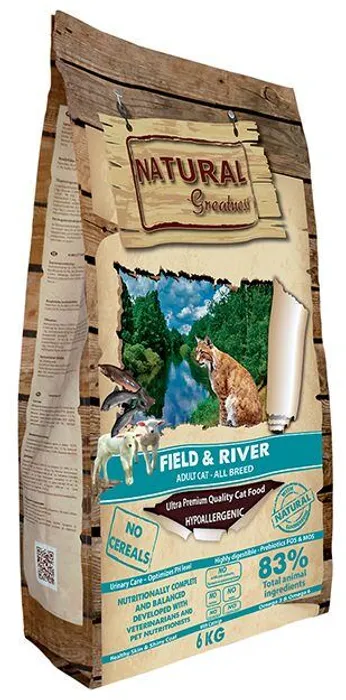 Główne zdjęcie produktu Natural Greatness Field,River Cat Recipe /losos,jehně 2 kg