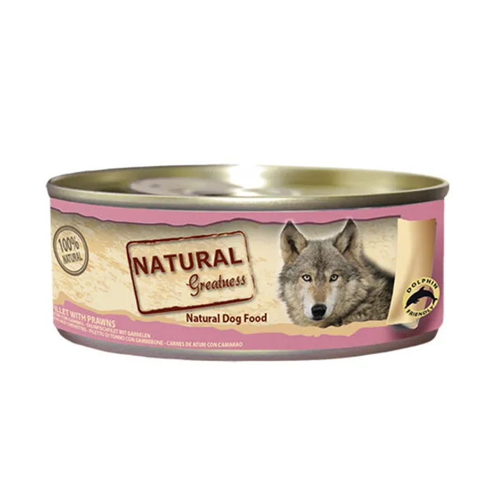 Główne zdjęcie produktu Natural Greatness filet tuňák+krevety, konzerva pro psy 156 g
