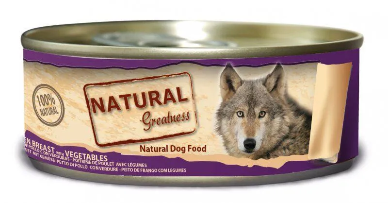 Główne zdjęcie produktu Natural Greatness kuřecí prsa+zelenina, konzerva pro psy 156 g