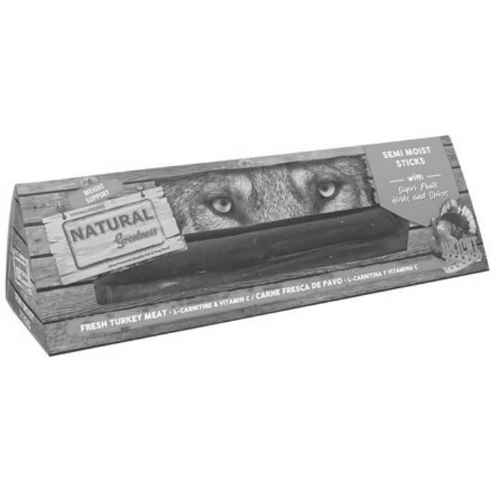 Główne zdjęcie produktu Natural Greatness SEMI-MOIST STICKS WEIGHT SUPPORT poloměkké tyčky pro psy 150 g