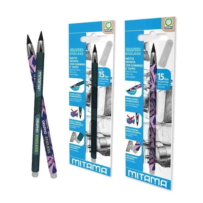 Główne zdjęcie produktu Nekonečná tužka s gumou, růžová, s víčkem, MITAMA 62980-90164