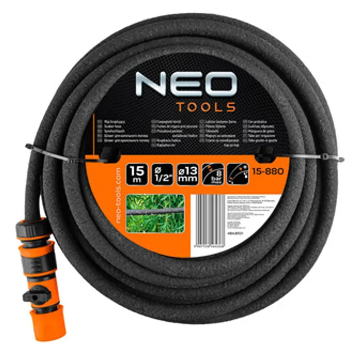 Główne zdjęcie produktu NEO TOOLS odkapávací hadice 15m, 1/2", 8bar, černá, 15-880