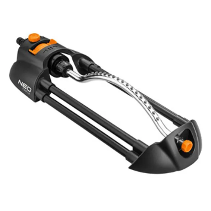 Główne zdjęcie produktu NEO TOOLS oscilační postřikovač, 18 trysek pro plochu až 14x19m, 1/2" i 3/4", oranžovo-če