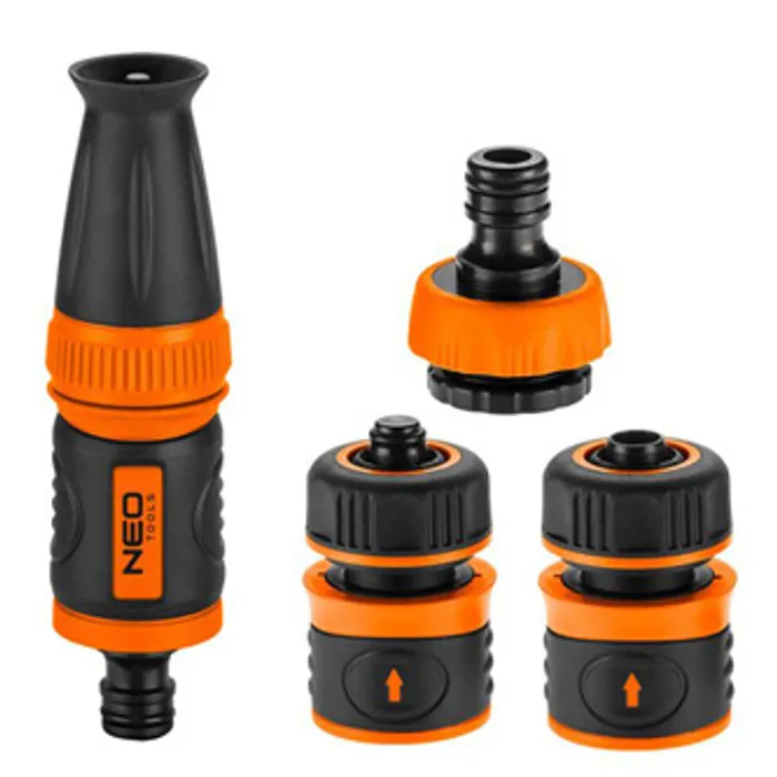 Główne zdjęcie produktu NEO TOOLS sada rozprašovač, 2 rychlospojky přípojka na kohoutek, 1/2", oranžovo-černá, 15