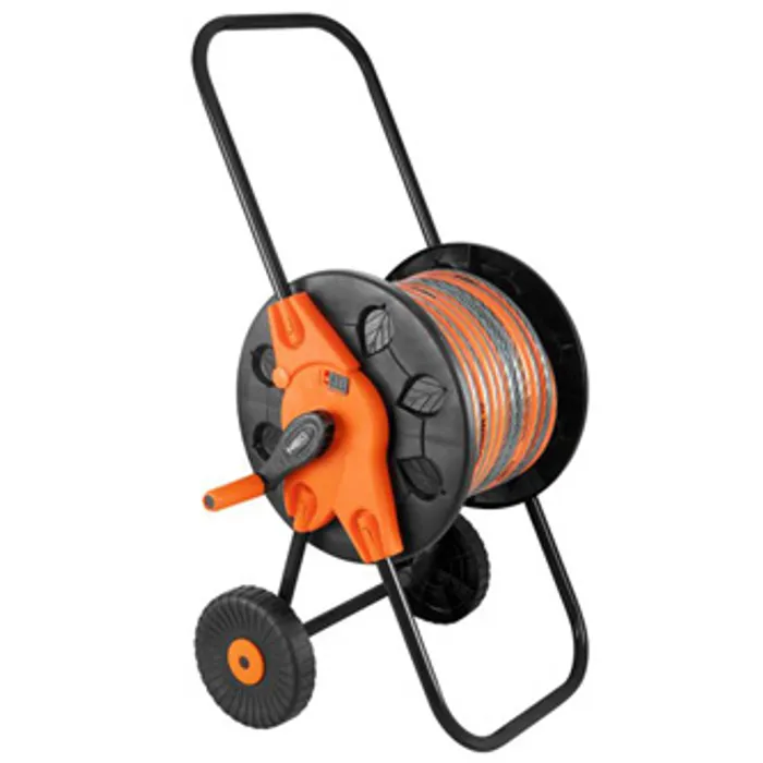 Główne zdjęcie produktu NEO TOOLS vozík pro zahradní hadici se sklopným držákem až 60m 1/2" nebo 20m 3/4", oranžo