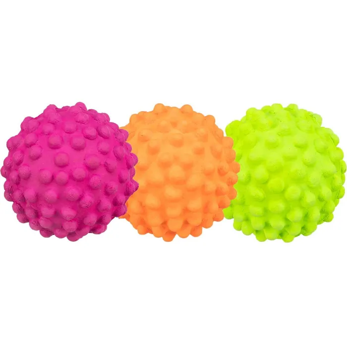 Główne zdjęcie produktu Neonový míč se špuntíky mechová guma 7cm TRIXIE