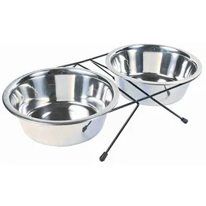 Stojak ze stali nierdzewnej + 2 miski 1,8l/20cm